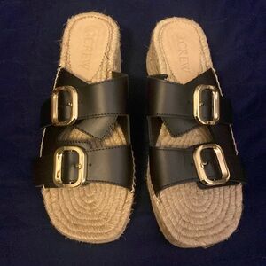 J. Crew Black buckle Sandler- never worn outside